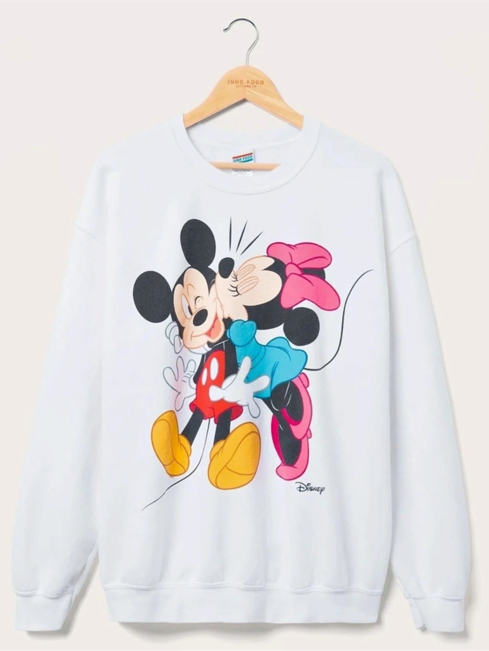 Junk Food Clothing Mickey & Minnie Mouse Disney Graphic Sweatshirt White XL Like
